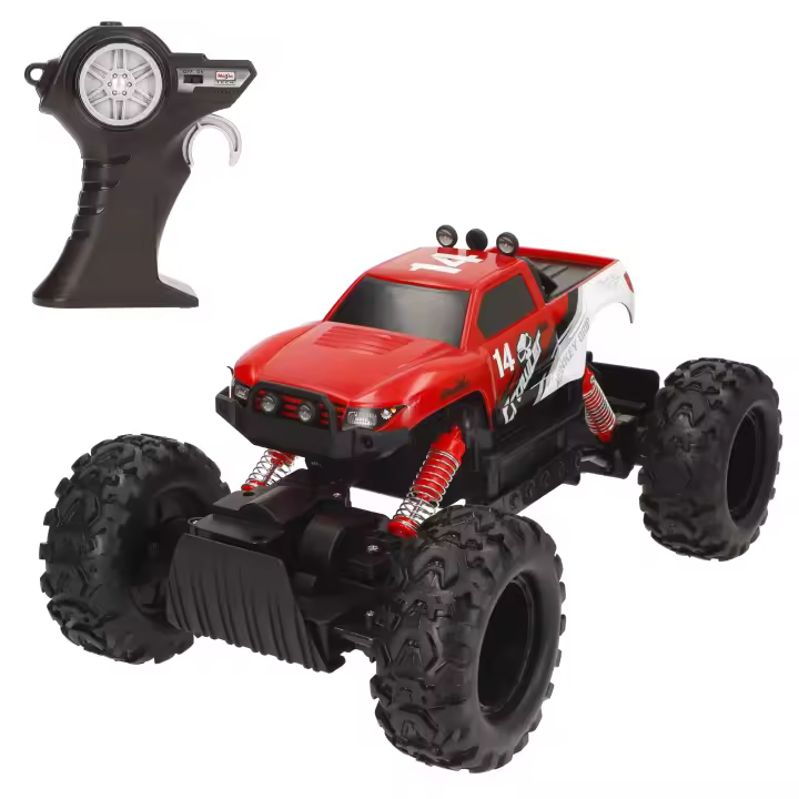 Maisto Tech - Coche teledirigido 4x4, Rock Crawler, ruedas gigantes con tacos, frecuencia 2.4 GH.z, 6 direcciones, alcance 35 metros, todoterreno, carga USB, radiocontrol niño, control remoto, coches teledirigidos para niños, +8 años - 1