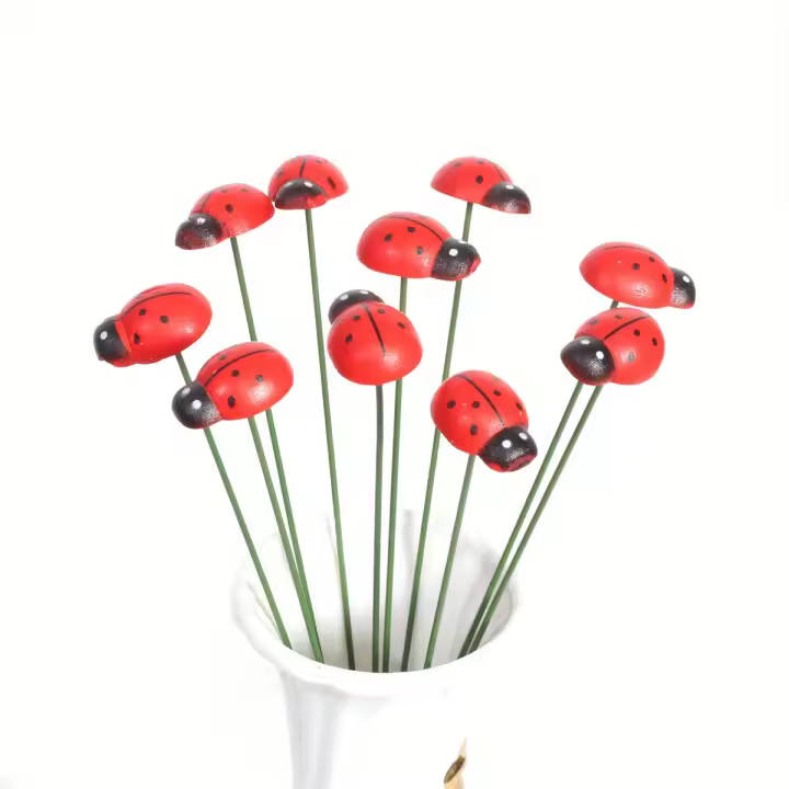 10 Piezas De Colores Ladybug Decorativos Para Jardín Palos De Jardín De Madera Decoración De Jardín Exterior Decoración De Jardín De Pascua Para Oficina Y Hogar - 1