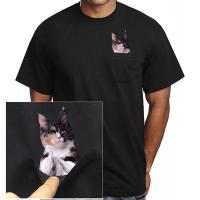 Camiseta De Algodón HX Maine Coon Cats Para Hombre Con Bolsillo Y Dedo Medio Doble Estilo Casual De Verano Manga Corta - details 2