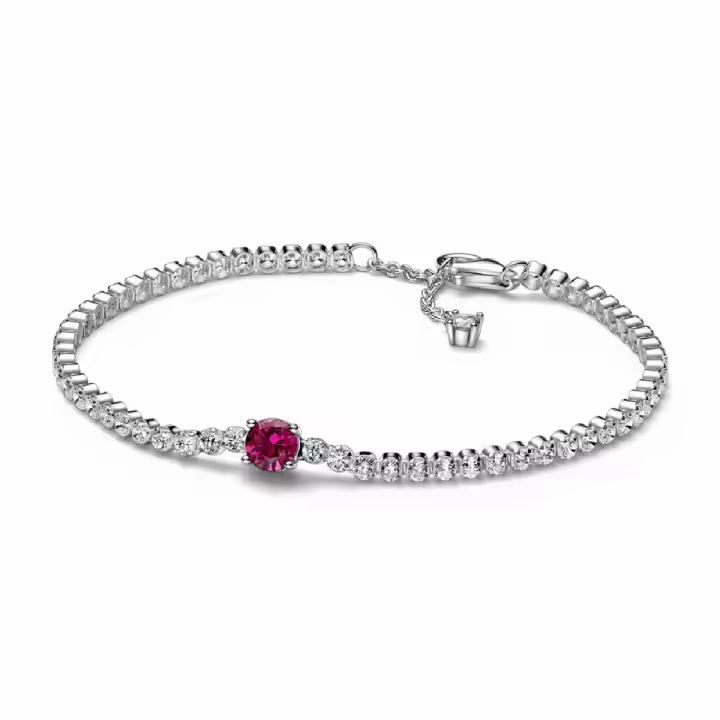 Pulsera Tenis Gema Roja Redonda en Pavé - 1