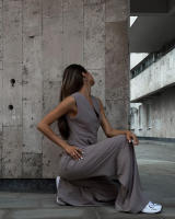 Conjunto de mujer, traje de señora para primavera y verano, chaleco sin mangas con cuello en V, pantalones wide-leg de corte relajado y caída fluida, conjunto casual. - details 14