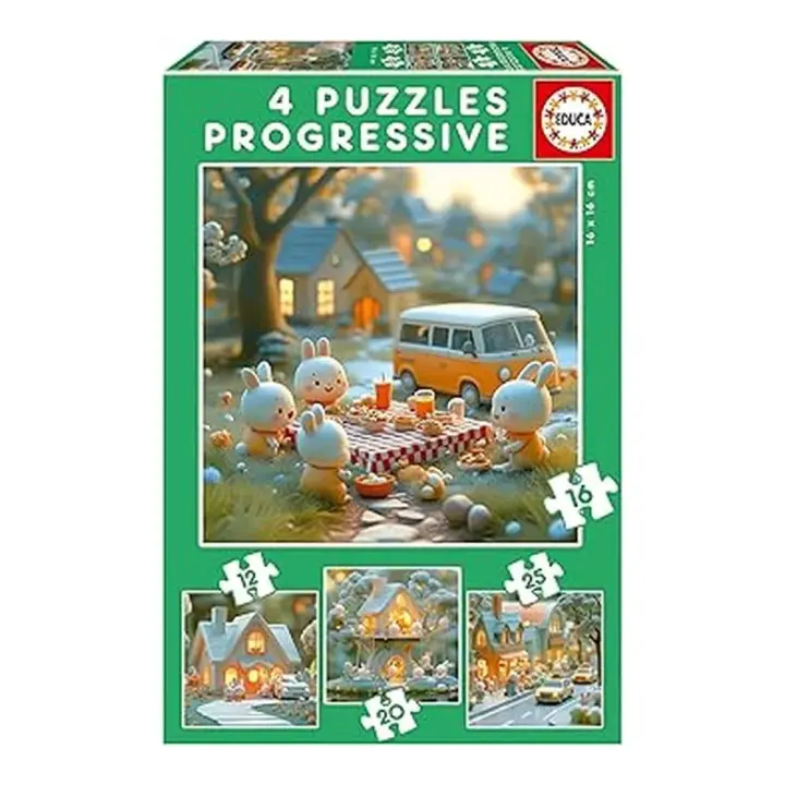 Educa Set de Puzzles Infantiles Progresivos Ciudad de Conejitos 12 a 25 Piezas 20217 - 1