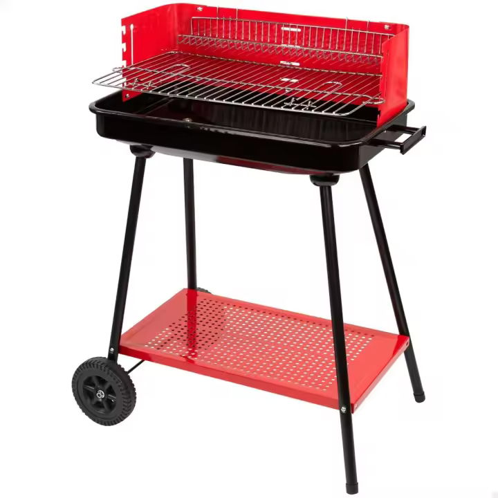 Barbacoa de Carbón con Ruedas Aktive Acero Plástico Metal esmaltado 66 x 85 x 44 cm Rojo - 1
