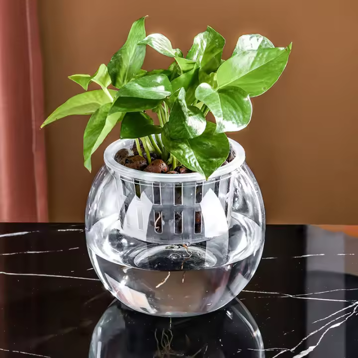 Maceta Autoabastecida Transparente De Plástico Para Plantas Y Acuarios Decoración Moderna Para Sala De Estar Y Oficina - 1