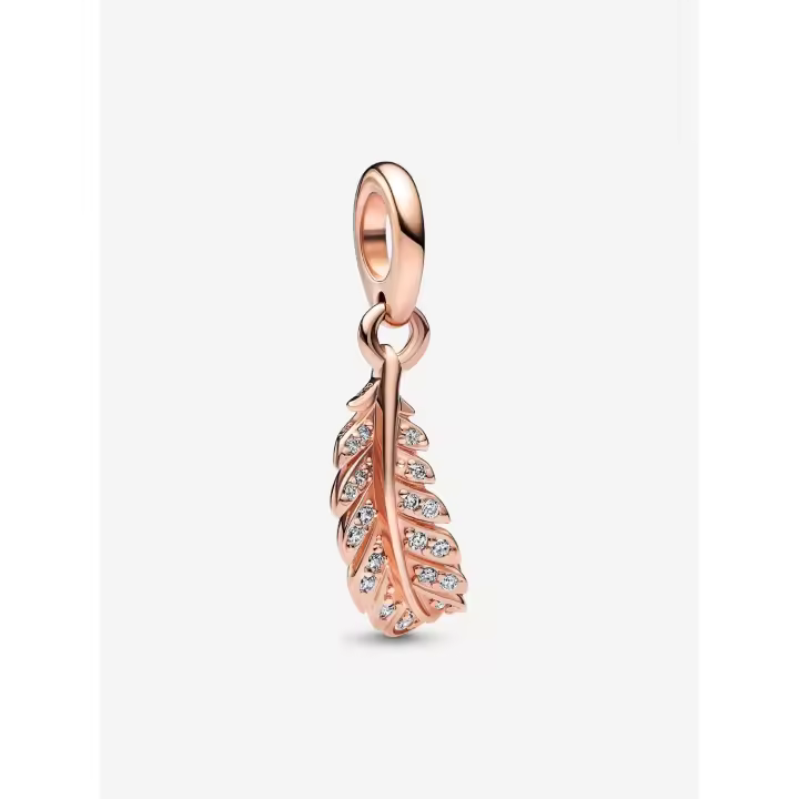 Pandora - Charm Colgante de Pluma flotante Curve-Baño de Oro Rosa de 14 K - 1