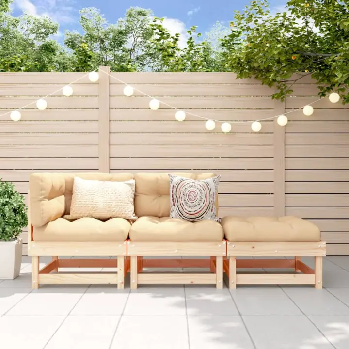 vidaXL Juego de muebles de jardín 3 piezas madera maciza de pino - 1