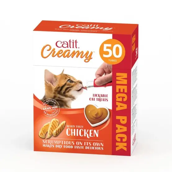 Catit Creamy Snacks Para Gatos de Pollo - 50 Tubos x 10 g - 1