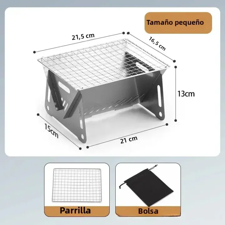 Horno De Barbacoa Multifuncional De Acero Inoxidable Para Camping Con Soporte De Red Para Madera Y Grill De Asado - 1