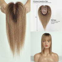 Extensiones De Cabello Humano Remi Ombre Rubio Para Mujeres Tope Con Flequillo Base De Seda Clip in Extensión De Cabello Para Mujeres Con Poco Cabello - details 13