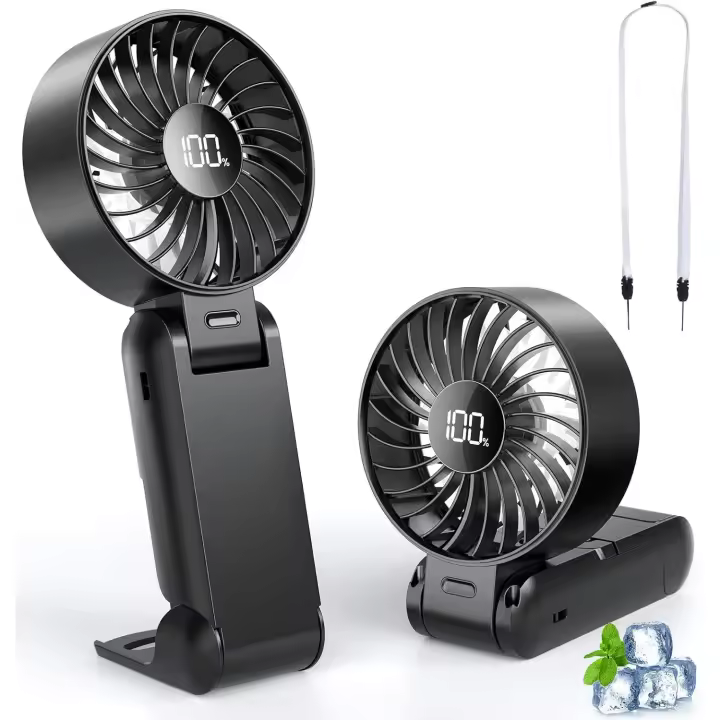 POIFL Ventilador Portatil, Mini Ventilador De Mano, Recargable Por Usb, Con 6 Velocidades, Ultra Silencioso, Plegable, Adecuado Para El Hogar, La Oficina, El Dormitorio y Viajes Al Aire Libre - 1