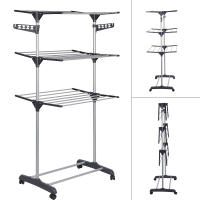Aqrau vertical Percheros De Pie CON RUEDAS TIPO TORRE ,Estante de secado de ropa , colgador de ropa con varillas plegables - details 2