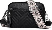 Bolso de Mano de Cuero Genuino para Mujer Color Sólida con Borlas - details 0