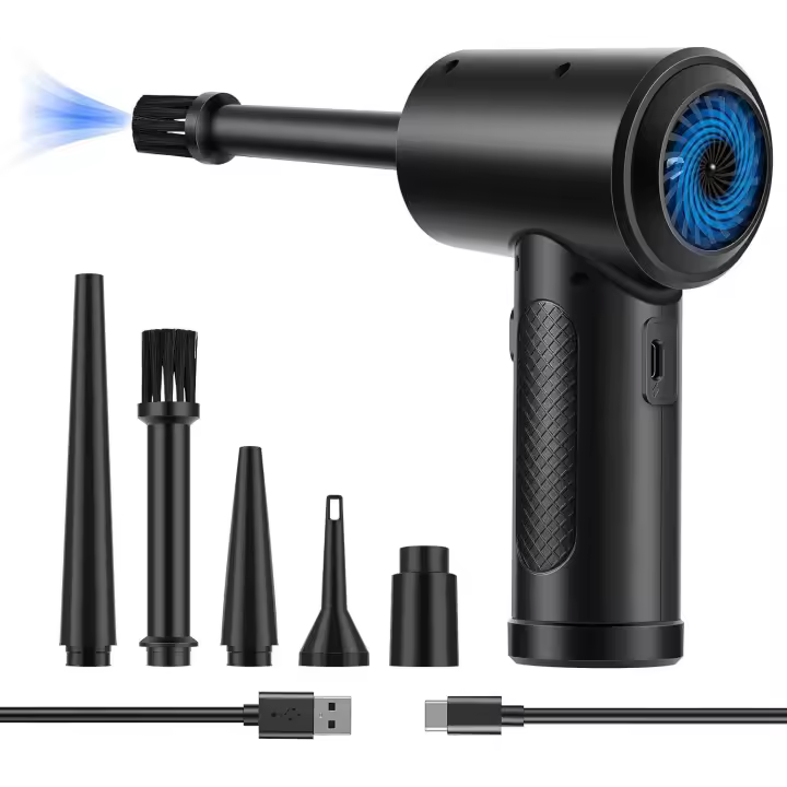 Soplador de Aire para pc, 3 Velocidades 50000 U/min Compressed Air Duster, USB Recargable Plumero Electrico Con batería de 6000mAh, Soplador Aire Comprimido para Laptop, Teclado, Coche - 1