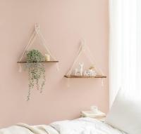 Estantes colgantes Boho decoración de la decoración Juego de 2estantes de almacenamiento flotantes de Madera - details 0