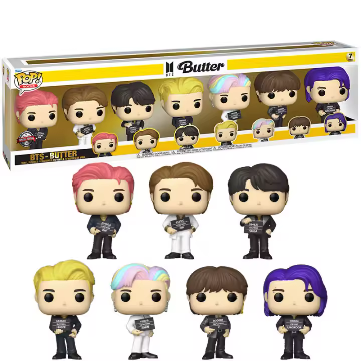 Blister 7 figuras POP BTS Butter ExclusiveFigura  Coleccionable - Idea de Regalo- Mercancia Oficial - Juguetes para Niños y Adultos - Movies Fans - Muñeco para Coleccionistas y Exposición - 1