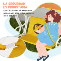 Outsunny Balancín de Jardín Exterior Columpio de Jardín Infantil de 2 Plazas con Patrón de León Toldo Ajustable en Ángulo Carga 60 kg 110x70x110 cm Amarillo - details 6