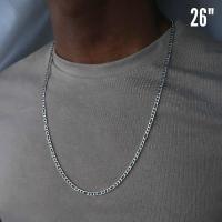 Collar de cadena Figaro clásica de moda 2023 para hombre, collar largo de acero inoxidable para hombre y mujer, joyería de cadena plateada de 20 pulgadas (50 cm) - details 1