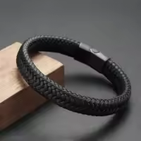 Pulsera De Cuero Trenzada De Moda Para Hombres Y Mujeres 1 Pieza Adecuada Para Fiestas Viajes Banquetes Y Vacaciones - details 4
