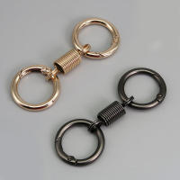 Llavero De Doble Bobina De Primavera Con Anillo Y Hebilla Para Coche Gancho De Escalada Antipérdida Accesorios Para Llaveros Regalo - details 2