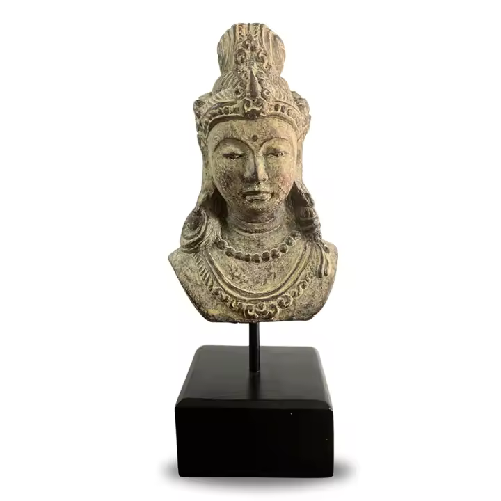 Gissed-Busto de Buda Estilo Antiguo con Base - Escultura Decorativa 20 cm - 1