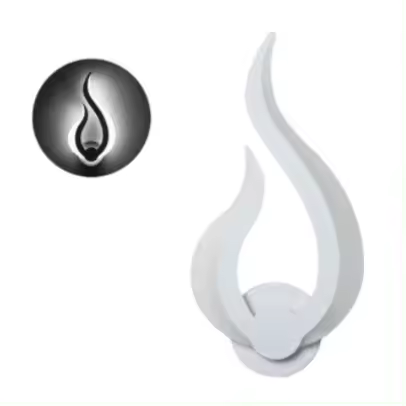 Lámpara de pared con forma de llama LED blanca moderna y creativa para dormitorio, escalera, loft, mesita de noche, luz blanca positiva - 1