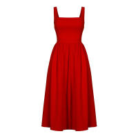 Vestido Midi Vintage Para Mujer Sin Mangas Floral Sólido A-Line Swing Casual De Verano Con Aros Vestido Midi De Flores Sólidas Para Mujer - details 8