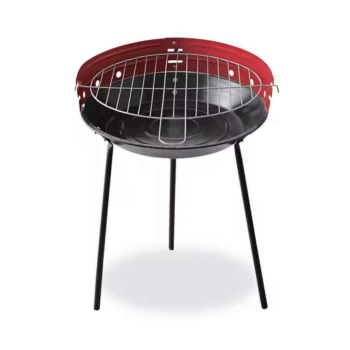 EDM Barbacoa de Carbón Pie Hierro 3 Patas ø33x45cm Rojo y Negro - 1
