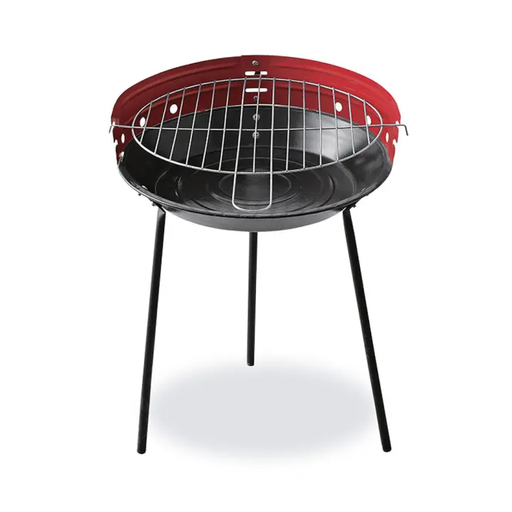 EDM Barbacoa de Carbón Pie Hierro 3 Patas ø33x45cm Rojo y Negro - 1