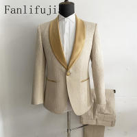 Traje De Boda Para Hombre Fanlifujia Diseño Italiano 2024 Chaqueta De Tuxedo De Encaje De Jerez 2 Piezas Adecuado Para Novio - details 2