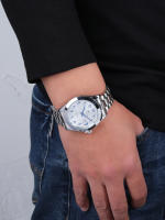 Reloj De Cuarzo Para Hombre Reloj De Pulsera De Moda Sencilla Y Lujo Para Uso Diario Y Negocios Con Calendario Pantalla Con Marcas Numéricas De Arábigas Material De Acero Inoxidable Resistente Al Agua - details 3