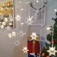 Luces De Navidad Exteriores De LED Con Forma De Copo De Nieve Para Decoración De Jardín Y Techos-curtain Cadena De Luces Para Fiestas - details 1