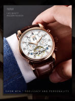 Reloj De Lujo LIGE Para Hombre Con Torbión Estilo Casual Y Deportivo Resistente Al Agua Mecánico Automático Cuero Correa Cronógrafo Calendario Semanal - details 6