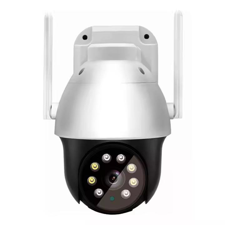 Cámara de vigilancia con grabación de vídeo | Cámara WIFI de 2.4 G con vista panorámica de 350° | Con detección humana y seguimiento automático | Visión nocturna a todo color, audio de 2 vías, alarma de luz sonora, impermeable | Marca: RevolutionLine - 1