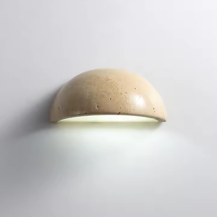 Lámpara De Pared Semi-Circular De Piedra Artística En Color Amarillo Travertino Con Luz LED Ahorradora De Energía Para Decoración De Dormitorio Y Pasillo - 1