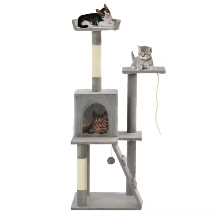 vidaXL Rascador para Gatos con Poste de Sisal 120 cm Árbol Arañar Juguete Color Beige con huellasde patas,  Gris, y mas - 1