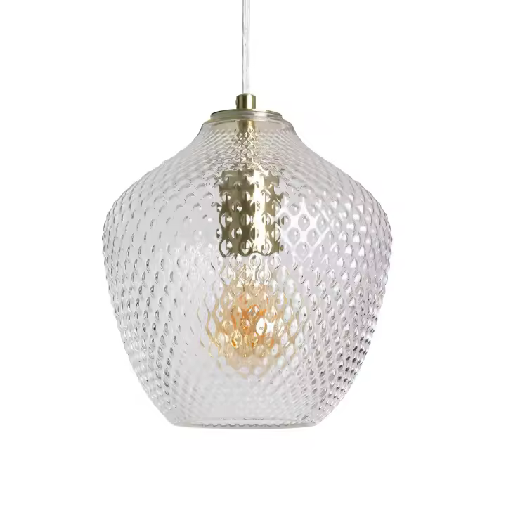 Ledkia Lámpara Colgante Metal y Cristal Stiklu Dorado - 1