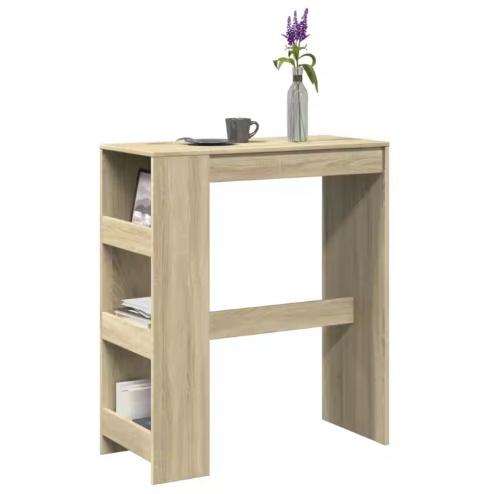 Mesa alta bar con estantes madera roble Sonoma 90x40x103,5 cm - 1