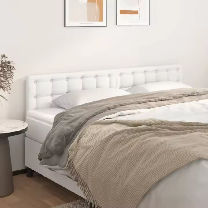 vidaXL Cabeceros 2 unidades de cuero sintético blanco 90x5x78/88 cm - 1