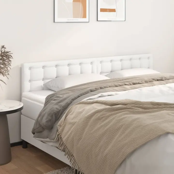 vidaXL Cabeceros 2 unidades de cuero sintético blanco 90x5x78/88 cm - 1