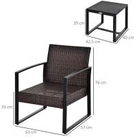 Conjunto de Jardín Outsunny de traje de poliéster para 2 personas muebles de Balcón con muebles de color marrón y Crema, ¡Perfecto para Terrazas y Jardines! - details 4