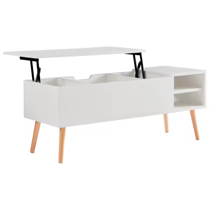 Mesa de centro elevable Nyana Home | Diseño moderno y funcional | Espacio de almacenamiento oculto | Estilo escandinavo | Medidas: 120x45x50 cm - 1