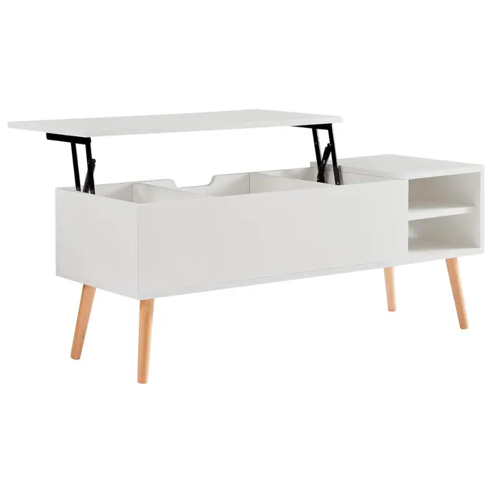 Mesa de centro elevable Nyana Home | Diseño moderno y funcional | Espacio de almacenamiento oculto | Estilo escandinavo | Medidas: 120x45x50 cm - 1