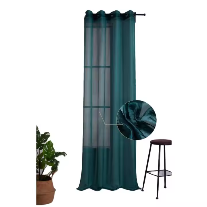 Cortina visillo.Cortina De Tela Semitranslúcido Lino Y Poliéster Con Diseño de estampado.150x260cm. - 1