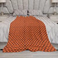 Manta De Terciopelo Coral Con Patrón De Arrugas Naranja Y Negro Manta Delgada Para Adultos Estilo Americano Para Viajes Y Hogar - details 7
