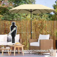 Outsunny Parasol Ø 233 cm, Parasol con Función Ajustable, Parasol Balcón Octogonal Playa Parasol Resistente al Viento Parasol Estable Parasol Playa Balcón Terraza Jardín, Beige - details 2