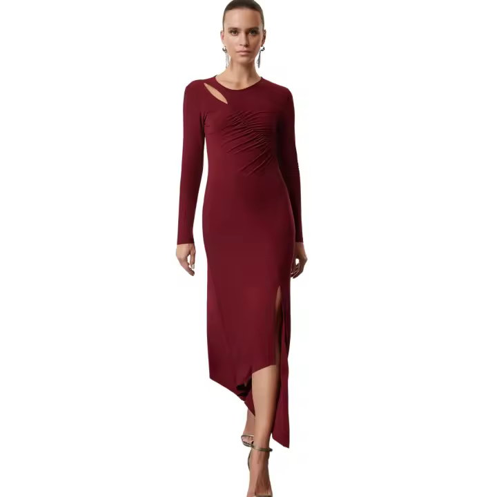 Trendyol Black Asymmetrical Collar Spanish Sleeve Knitted Chic Midi Evening Dress Prom Dress Tpraw25El00042 - 1