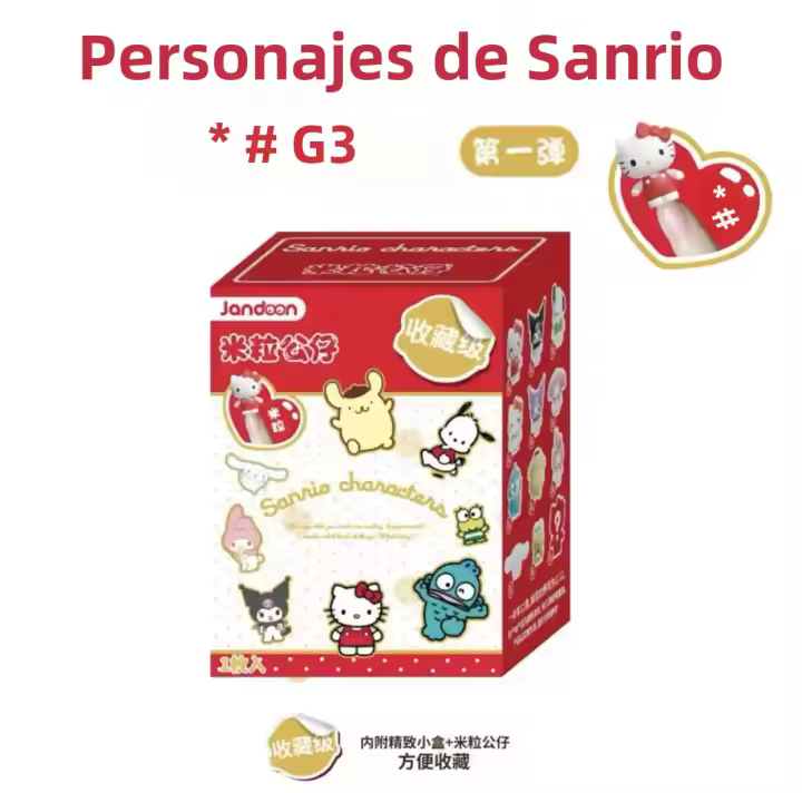 Muñecos De Colección Mini Sanrio Family Rice Grain Hello Kitty Kuromi Figuras De Acción Hechas a Mano Caja Sorpresa Para Niñas - 1