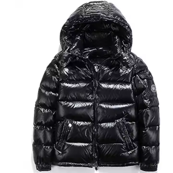 Shiny Down Jacket Chaqueta de invierno para hombre Stand-up Tie Hood Down Jacket - 1