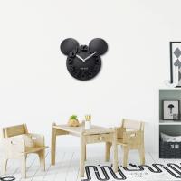 Mural de la pared de los niños Mickey negro 3D figuras Reloj de pared de cuarzo para el dormitorio de la guardería 32x28cm - details 0