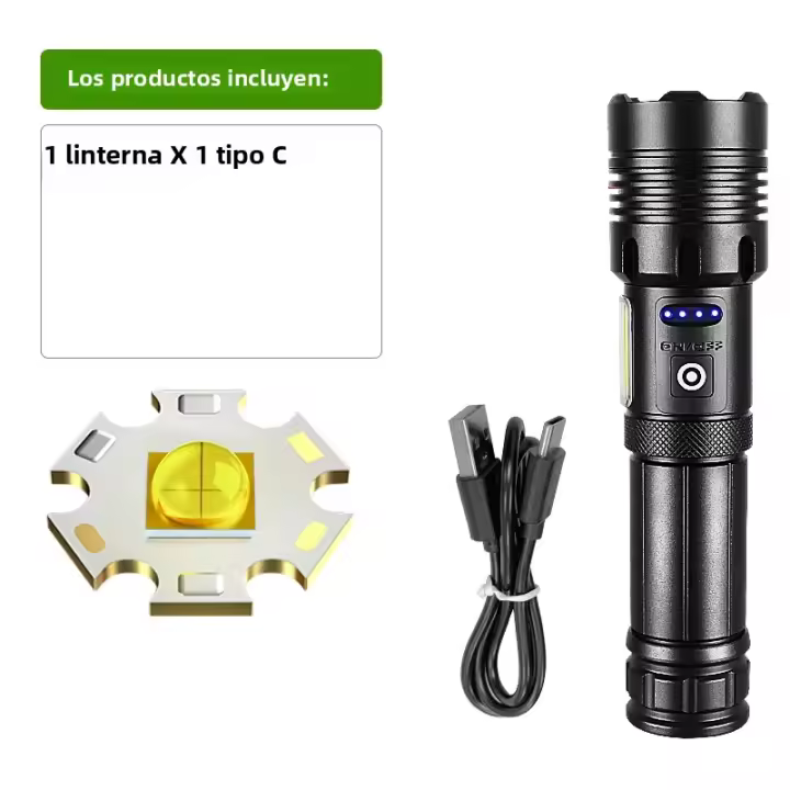 Linterna Táctica Recargable Super XHP130 LED Potente Con Luz De Trabajo 12H Torcha Alta Potencia USB Impermeable Para Camping - 1